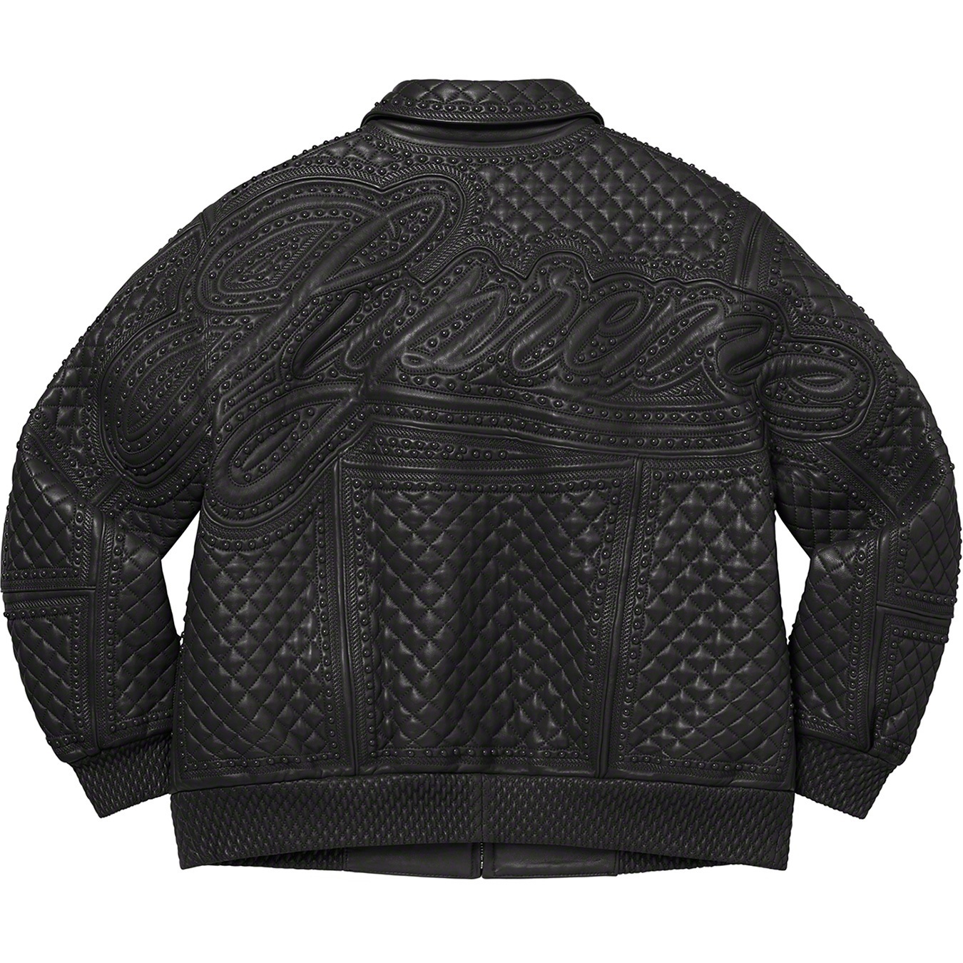 Studded Quilted Leather Jacket view 7